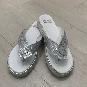 Donald Pliner silver snake sandals